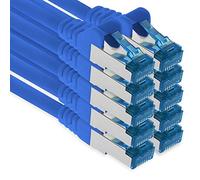 Patch cable - 10x 1m Ethernet, network, LAN cable CAT6a (for gigabit networks, routers, switches, modems with RJ45 input - blue)