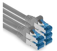 Patch cable - 5x 0.5m Ethernet, network, LAN cable CAT6a (for gigabit networks, routers, switches, modems with RJ45 input - gray)