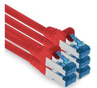 Patch cable - 5x 2m Ethernet, network, LAN cable CAT6a (for gigabit networks, routers, switches, modems with RJ45 input - red)