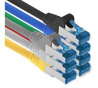 Patch cable - 7x 0.5m Ethernet, network, LAN cable CAT6a (for gigabit networks, routers, switches, modems with RJ45 input - 7 colors)