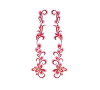 Patch Embroidered Floral Applique, Iron On Patches Sequin Embroidery Flower African Lace Applique Clothing Multicolor 2 pcs(Red)