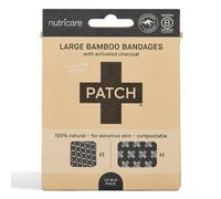 PATCH Large Format Bamboo Plasters for Bites & Splinters Hypoallergenic Wound Care for Sensitive Skin, Latex Free, Activated Charcoal, 10pcs
