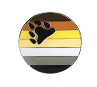 Patch Nation Bear Pride Gay Hairy Men LGBTQ+ Flag Round Metal Pin Badge Brooch