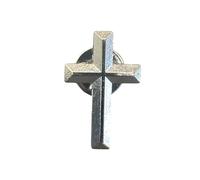 Patch Nation Bevelled Silver Christian Cross Crucifix Metal Pin Badge Brooch