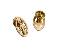 Patch Nation Catholic Medalla Milagrosa Oval Hollow Our Lady Virgin Mary Metal Pin Badge Brooch (Gold)