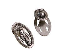 Patch Nation Catholic Medalla Milagrosa Oval Hollow Our Lady Virgin Mary Metal Pin Badge Brooch (Silver)