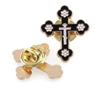 Patch Nation Gothic Crucifix Christian Cross Flag Metal Pin Badge Brooch (Black)