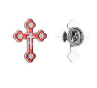 Patch Nation Gothic Silver Crucifix Christian Cross Flag Metal Pin Badge Brooch (Red)