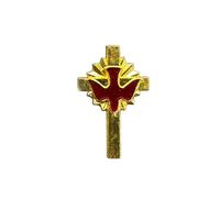 Patch Nation Holy Spirit Dove Catholic Crucifix Cross Metal Pin Badge Brooch (Gold/Red)