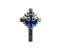 Patch Nation Holy Spirit Dove Catholic Crucifix Cross Metal Pin Badge Brooch (Silver/Blue)