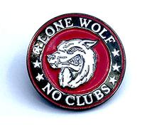 Patch Nation Lone Wolf No Clubs Metal Pin Biker Badge