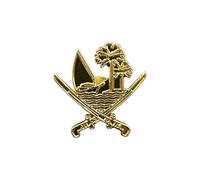 Patch Nation Qatar State Coat of Arms Crest Gold Metal Pin Badge Brooch