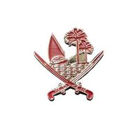 Patch Nation Qatar State Coat of Arms Crest Metal Phone Sticker (Silver/Red)