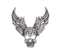 Patch Nation Rhinestone Skull Head Angel Wings Metal Pin Badge Brooch