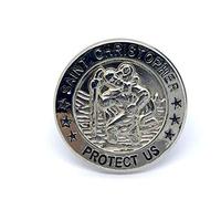 Patch Nation Saint Christopher Protect Us Metal Pin Biker Badge