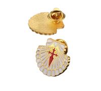 Patch Nation Saint James Crusader Gold Shell Shaped Cross Camino de Santiago Metal Brooch Pin Badge