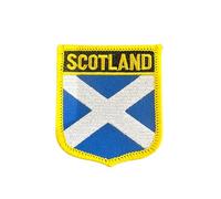 Patch Nation Scotland Scottish Saltire Flag Iron on Sew On Embroidered Patch (Shield)