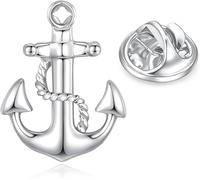 Patch Nation Ships Anchor Yacht Boat Fishing Vessel Sailor Metal Pin Badge Brooch (Silver)