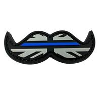 Patch Nation Thin Blue Red Line Union Jack Flag Moustache Tactical Airsoft PVC Cosplay Patch (Blue)