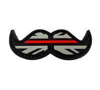 Patch Nation Thin Blue Red Line Union Jack Flag Moustache Tactical Airsoft PVC Cosplay Patch (Red)