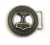 Patch Nation Thor's Mjolnir Round Viking Norse Cosplay Belt Buckle (Gold)