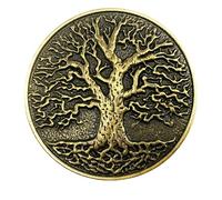 Patch Nation Tree of Life Odin's Arsk Round Viking Norse Nordic Cosplay Metal Belt Buckle (Gold)