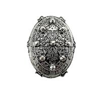 Patch Nation Turtle Viking Norse Medieval Amulet Celtic Rune Silver Metal Pin Brooch Badge (Silver)