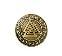 Patch Nation Valknut Knot Of The Slain Bronze Round Viking Norse Nordic Cosplay Metal Pin Badge Brooch