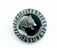 Patch Nation Viking Wolf Geri and Freki Norse Rune Viking Silver Metal Pin Badge Brooch