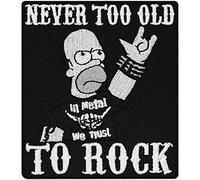 Patch Never To Old To Rock Homer Simpson Heavy Metal Rockabilly Biker Iron on Badge