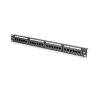 DIGITUS 19-inch patch panel - CAT 6 - LSA patch panel - 24-port RJ45 - Unshielded - Rack mount 1U - Black