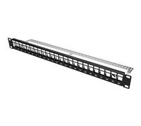 Patch Panel 24 Port STP, Patch Panel 19 Inches, 24 Ports RJ45, Rack 1U, Patch Panel, Network, 19 Inch Rack Mounting Compatible, Modular, for Server Cabinet Network Cabinet