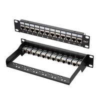 Patch Panel Cat 7, 1U 12 Port, 10-Inch Keystone Patch Panel, LSA Distribution Panel, RJ45 Shielded Keystone Coupler, Compatible with Cat 7/6A/6/5e and Cat5 Network Cables, for Gigabit Network Switch