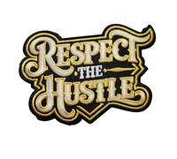 Patch Party Club, (1-pc) “Respect The Hustle” Iron-On Patch - 3.5" Embroidered Gold & Black Boss Patch for Hats, Jackets, Backpacks, Streetwear, DIY Crafts & Hustler Style