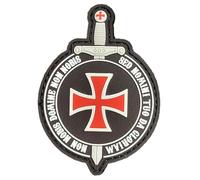 Patch PVC Knights Templar Crusader Shield Military 3D | Emblem Brooch Patch with Closure Loop for Military Backpacks Outdoor Hiking Airsoft TS-PTCH-TMP-SKD