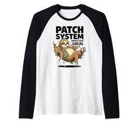 Patch System Support Your Local Sloth Coffee Humor Raglan Baseball Tee