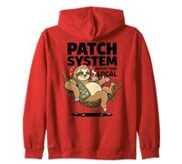 Patch System Support Your Local Sloth Coffee Humor Zip Hoodie