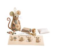 Patch-Work Mouse DIY Kit, with Cute Mouse Ornament Design, 15x10cm, Beginner Embroidery Set, Animal Embroidery Craft, Soft Decorative Stitching Design, for Adults, Women, Men, Home