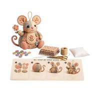Patch-Work Mouse DIY Kit, with Cute Mouse Ornament Design, 15x10cm, Beginner Embroidery Set, Animal Embroidery Craft, Soft Decorative Stitching Design, for Adults, Women, Men, Home