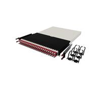 Patchbox ONE 30 RU Cat.6a - 24-Port Patch Panel with Retractable Cable Management System for 19” Racks, Includes Flat 10GB Cables and Cassettes, Easy Network and Server Setup (STP, Red, 1.8m / 30RU)