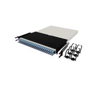 Patchbox ONE 30 RU Cat.6a - 24-Port Patch Panel with Retractable Cable Management System for 19” Racks, Includes Flat 10GB Cables and Cassettes, Easy Network and Server Setup (STP, Blue, 1.8m / 30RU)