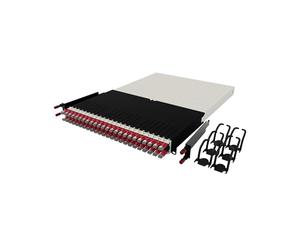 Patchbox ONE 30 RU Cat.6a - 24-Port Patch Panel with Retractable Cable Management System for 19” Racks, Includes Flat 10GB Cables and Cassettes, Easy Network and Server Setup (STP, Red, 1.8m / 30RU)