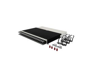 Patchbox ONE 8 RU Cat.6a - 24-Port Patch Panel with Retractable Cable Management System for 19” Racks, Includes Flat 10GB Network Cables for Easy Network and Server Rack Setup (UTP, Black, 0.8m / 8RU)