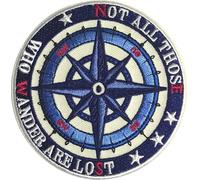 PatchClub Not All Those Who Wander are Lost Patch - 3.5 inches, Compass Hiking Adventure Outdoor Patch - Cool Embroidered Patch (Hook&Loop)