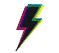PatchClub Thunderbolt Patch, 3.5 inches - Iron On/Sew On Colorful Lightning Patch CMYK Embroidered Patch
