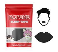 Patchd Mouth Tape for Sleeping, 30 Strips, Lip Shaped Sleep Tape for Nasal Breathing, 95% Cotton Hypoallergenic Lip Tape, Dermatologically Tested Snoring Aids for Women and Men (Black)