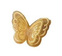Patches for Clothing 10Pcs 4.5x4cm Double Layer Embroidered Butterfly Cloth Patches Colorful Mesh Appliques for DIY Sewing Craft Headwear Accessories(Yellow)