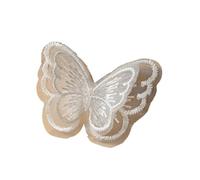Patches for Clothing 10Pcs 4.5x4cm Double Layer Embroidered Butterfly Cloth Patches Colorful Mesh Appliques for DIY Sewing Craft Headwear Accessories(White)