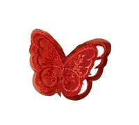 Patches for Clothing 10Pcs 4.5x4cm Double Layer Embroidered Butterfly Cloth Patches Colorful Mesh Appliques for DIY Sewing Craft Headwear Accessories(Red)