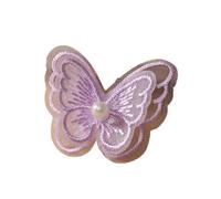 Patches for Clothing 10Pcs 4.5x4cm Double Layer Embroidered Butterfly Cloth Patches Colorful Mesh Appliques for DIY Sewing Craft Headwear Accessories(Purple with Bead)